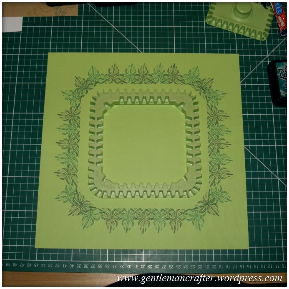 Inkadinkado Stamping Gear - Working With Squares and Rectangles - Square Wheel on 12x12 Scrapbook Page - Stage 2