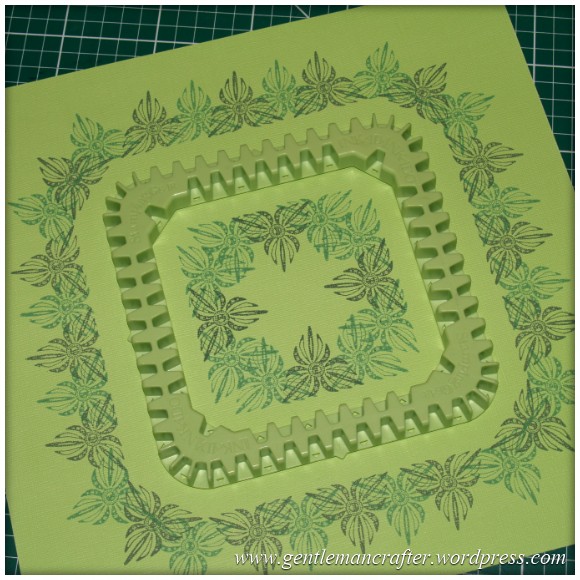 Inkadinkado Stamping Gear - Working With Squares and Rectangles - Square Wheel on 12x12 Scrapbook Page - Stage 5