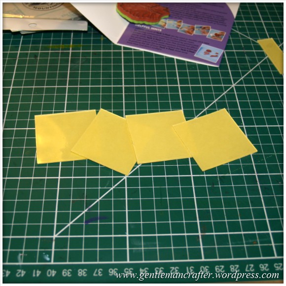 Using Unmounted Stamps With The Inkadinkado Stamping Gear - Cut Four Squares of Tack n Peel