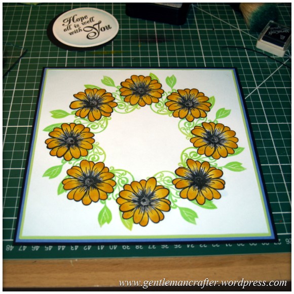 Alls Well That Ends Well - An Inkadinkado Stamping Gear Card - Applying The Second Layer of Flowers 2