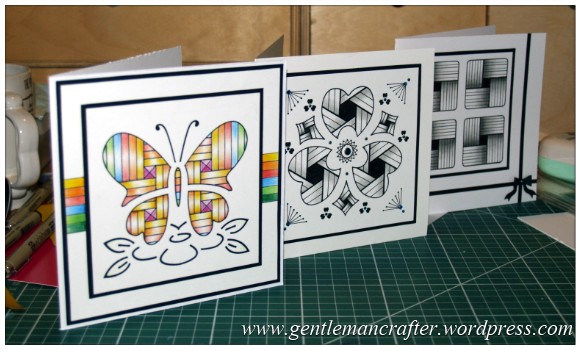 Old Dog, New Tricks - Using Old Stencils For Zentangled Cards - Finished Cards