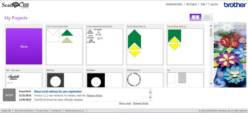 Brother Scan N Cut Canvas Design Suite - Account Page