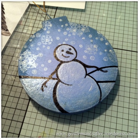 Hand Stamped And Hand Painted Snowman Christmas Tree Decoration - 10