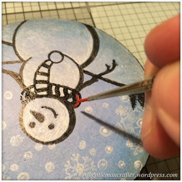 Hand Stamped And Hand Painted Snowman Christmas Tree Decoration - 13