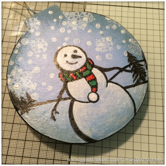 Hand Stamped And Hand Painted Snowman Christmas Tree Decoration - 14