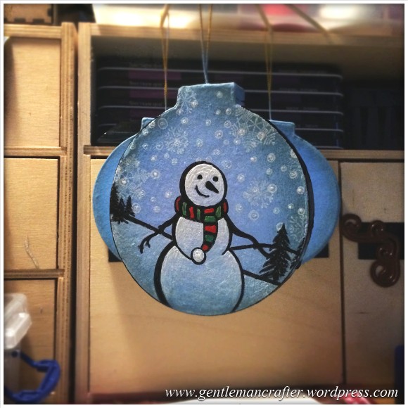 Hand Stamped And Hand Painted Snowman Christmas Tree Decoration - 152