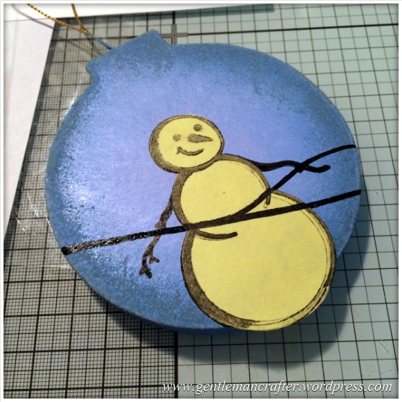 Hand Stamped And Hand Painted Snowman Christmas Tree Decoration - 6