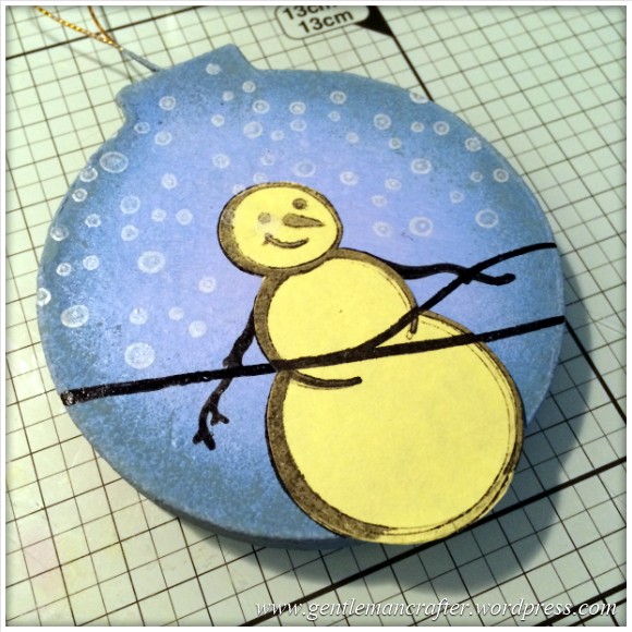 Hand Stamped And Hand Painted Snowman Christmas Tree Decoration - 7