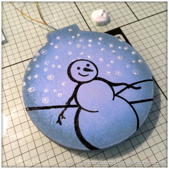 Hand Stamped And Hand Painted Snowman Christmas Tree Decoration - 8