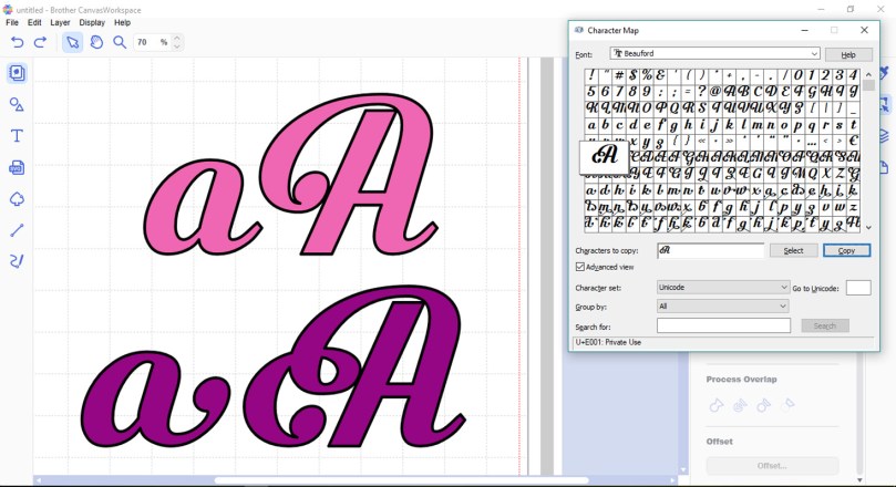 Accessing Alternate Characters With Character Map and Canvas Workspace Screen