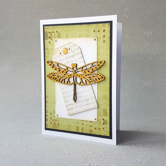 Couture Creations Butterfly Garden Foiled Dragonfly Card by John Bloodworth