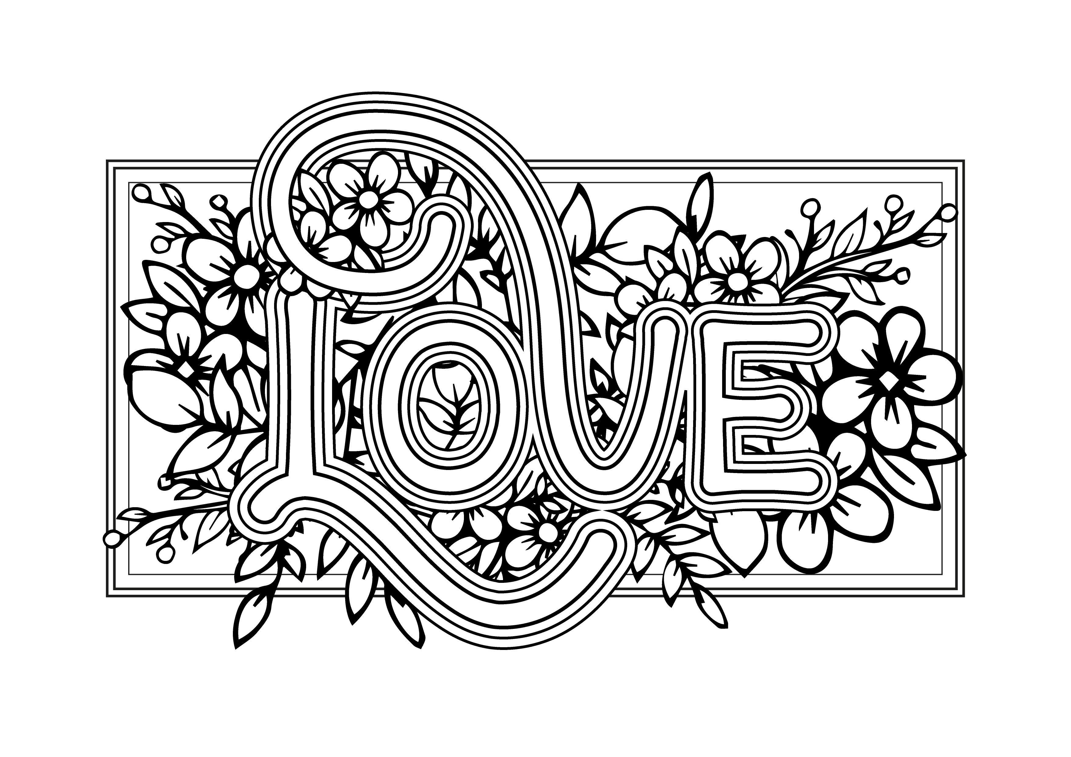 Free Colouring Sheet To Download Love-01