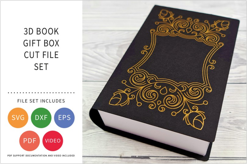 3D BOOK GIFT BOX SVG CUT FILE SET