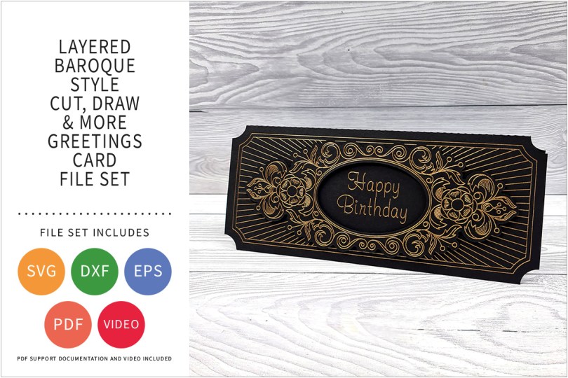 Cut Draw and More Baroque Style Greetings Card Cut File Set