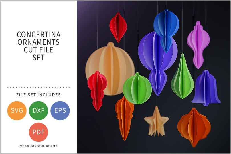 CONCERTINA ORNAMENTS SVG CUT FILE SET