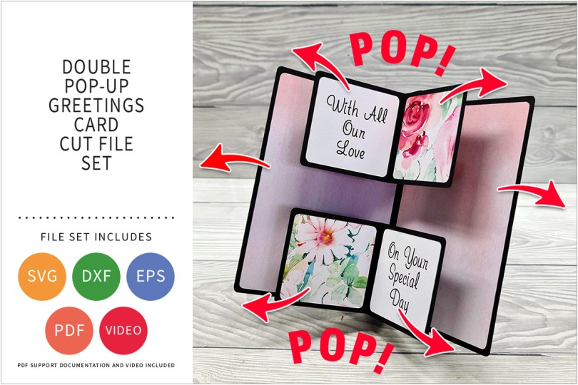 Double Pop Up Card SVG Cut File Set