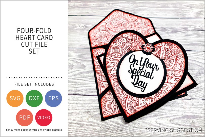 FOUR FOLD HEART CARD SVG CUT FILE SET