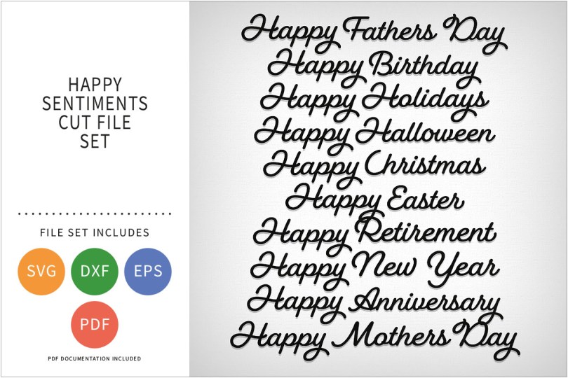 HAPPY SENTIMENTS SVG CUT FILE SET