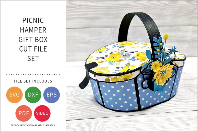 Picnic Hamper Gift Box SVG Cut File Set