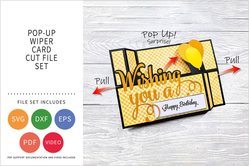 Pop Up Wiper Card SVG Cut File Set