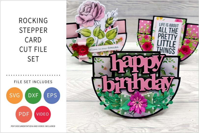 Rocking Stepper Card SVG Cut File Set