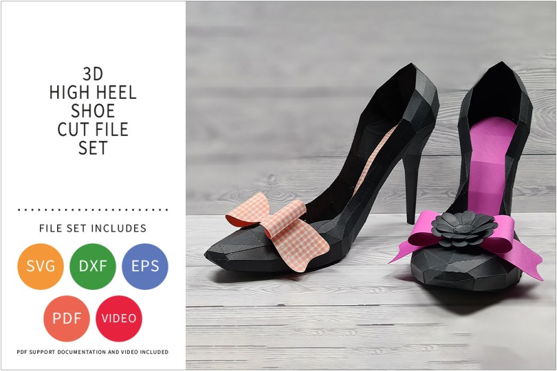 3d high heel shoe svg cut file set