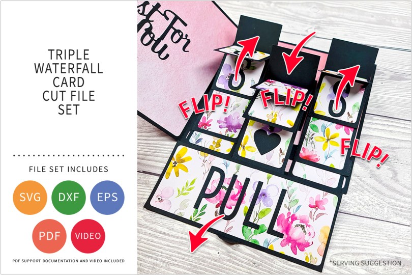 TRIPLE WATERFALL CARD SVG CUT FILE SET