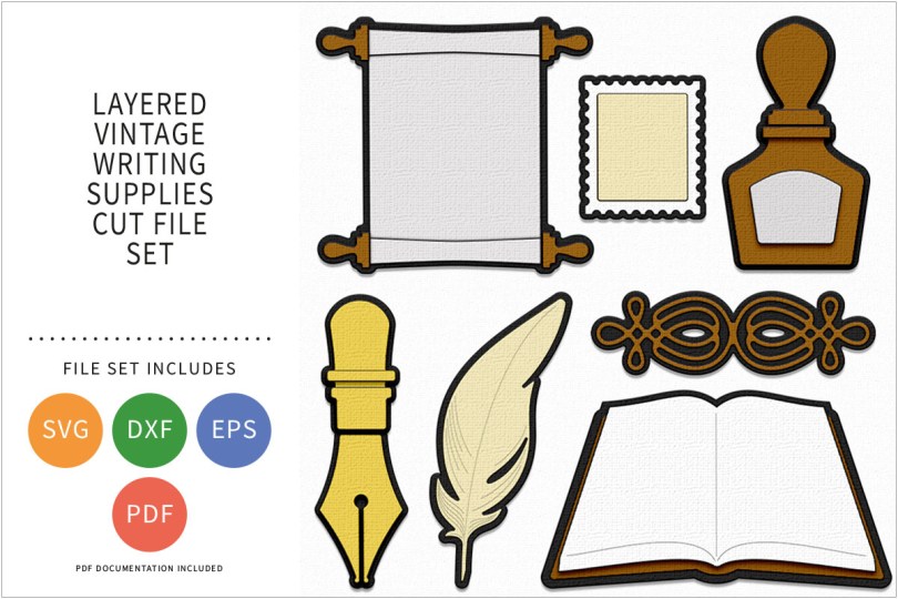 Vintage Writing SVG Cut File Set