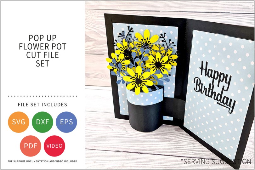 POP UP FLOWER POT CARD SVG CUT FILE SET
