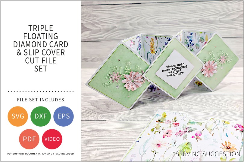 TRIPLE FLOATING DIAMOND CARD SVG CUT FILE SET