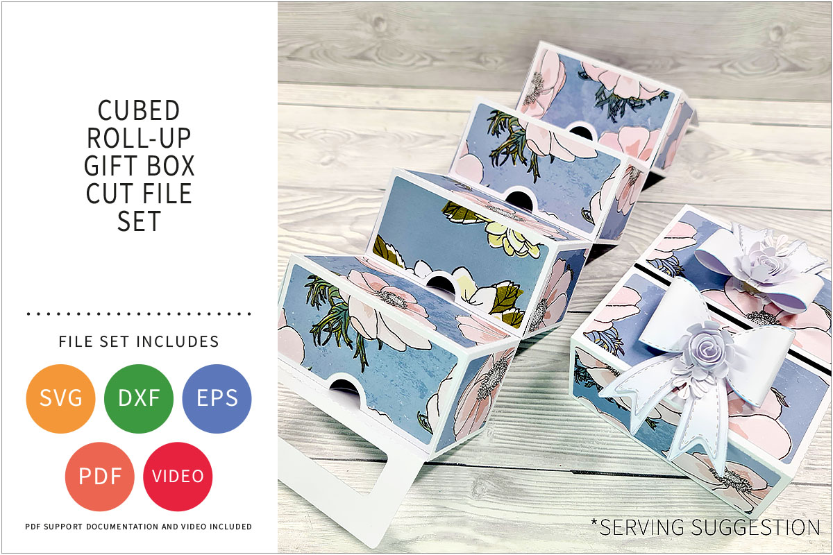 CUBED ROLL UP GIFT BOX SVG CUT FILE SET