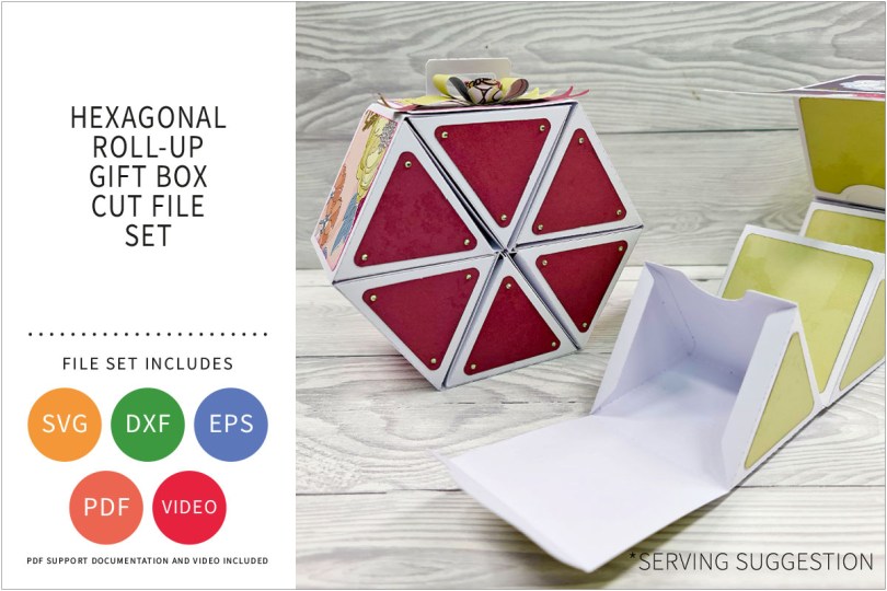 HEXAGONAL ROLL UP BOX SVG CUT FILE SET