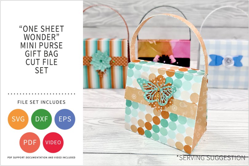 ONE SHEET WONDER MINI PURSE GIFT BAG SVG CUT FILE SET