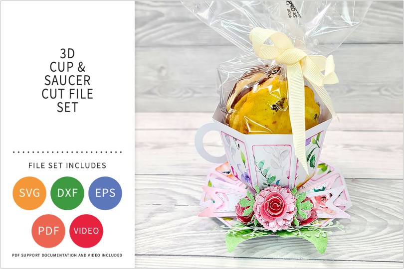 3D TEACUP AND SAUCER SVG CUT FILE SET