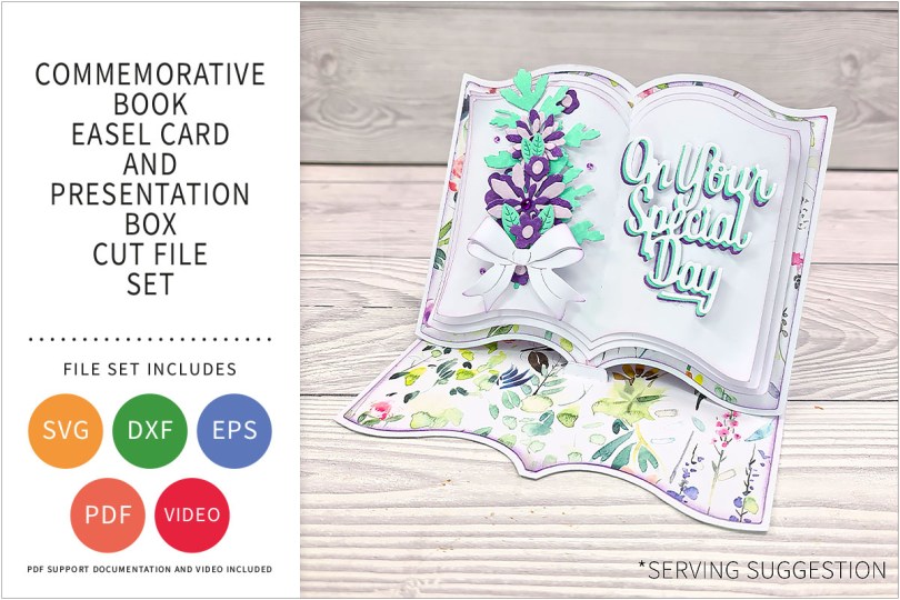 COMMEMORATIVE BOOK EASEL CARD SVG CUT FILE SET