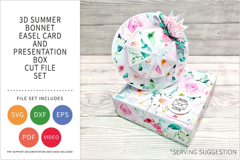 3D SUMMER BONNET HAT TWISTED EASEL CARD SVG CUT FILE SET