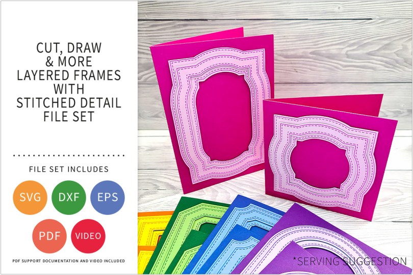 cut draw and more frames with stitched detail svg file set