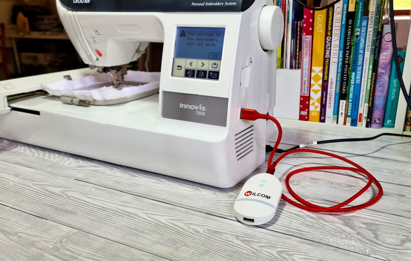 Embroidery Machine with EmbroideryConnect Attached