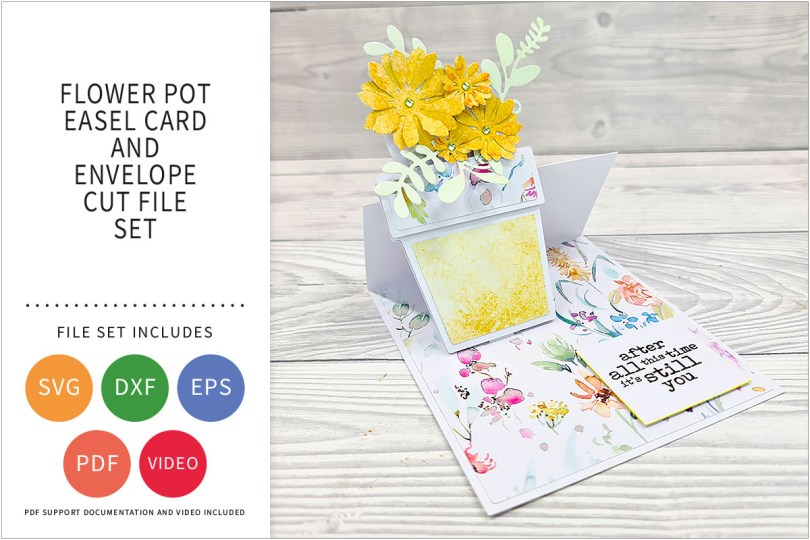 flower pot easel card svg cut file set