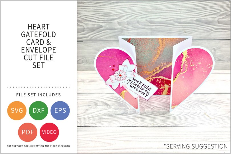 HEART GATEFOLD CARD svg cut file