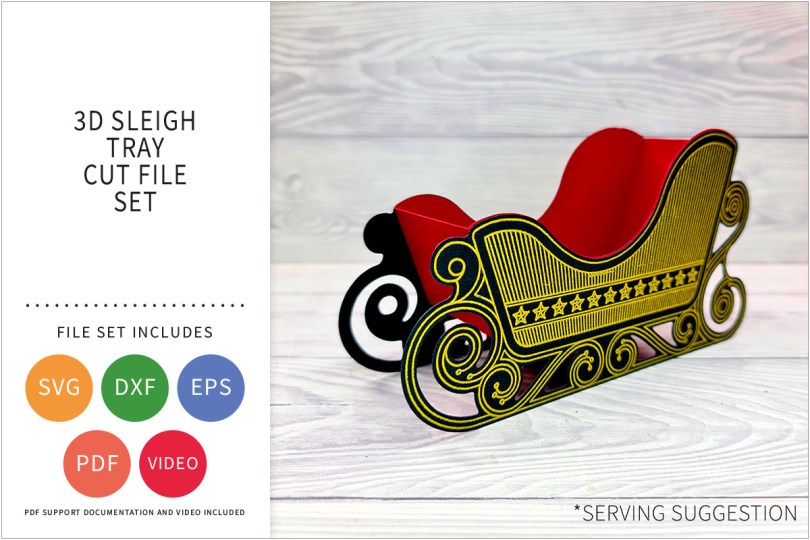 3D SANTA SLEIGH TRAY SVG CUT FILE