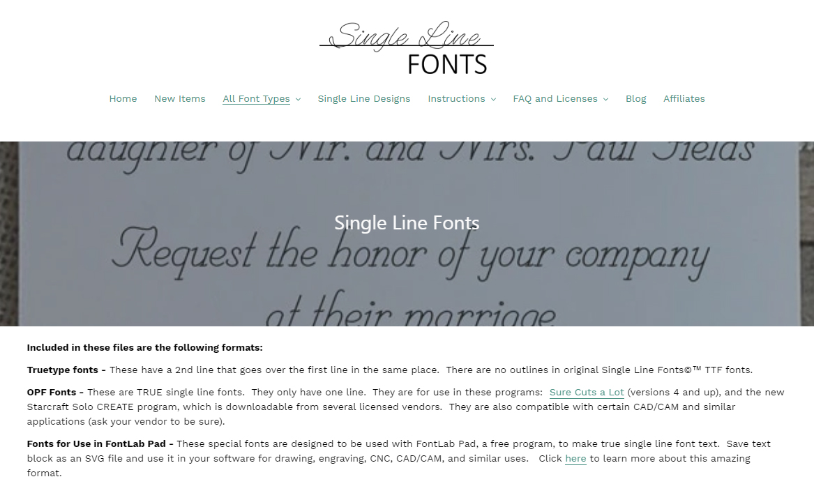 single line fonts website preview