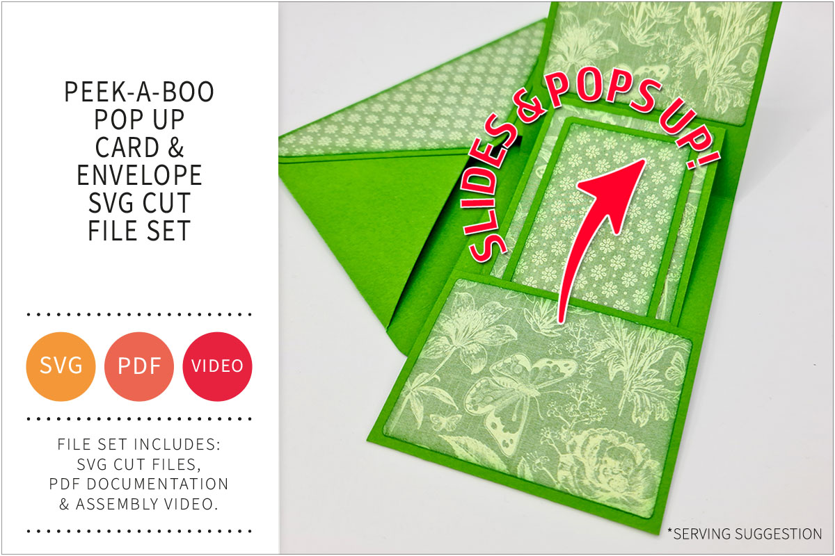 Peek-A-Book Pop Up Card and Envelope SVG Cut File&nbsp;Set