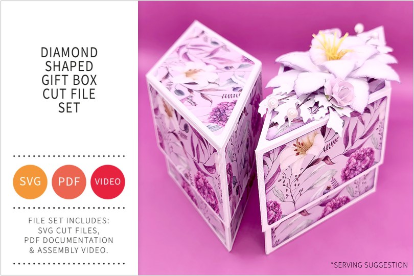 DIAMOND SHAPED GIFT BOX SVG CUT FILE SET