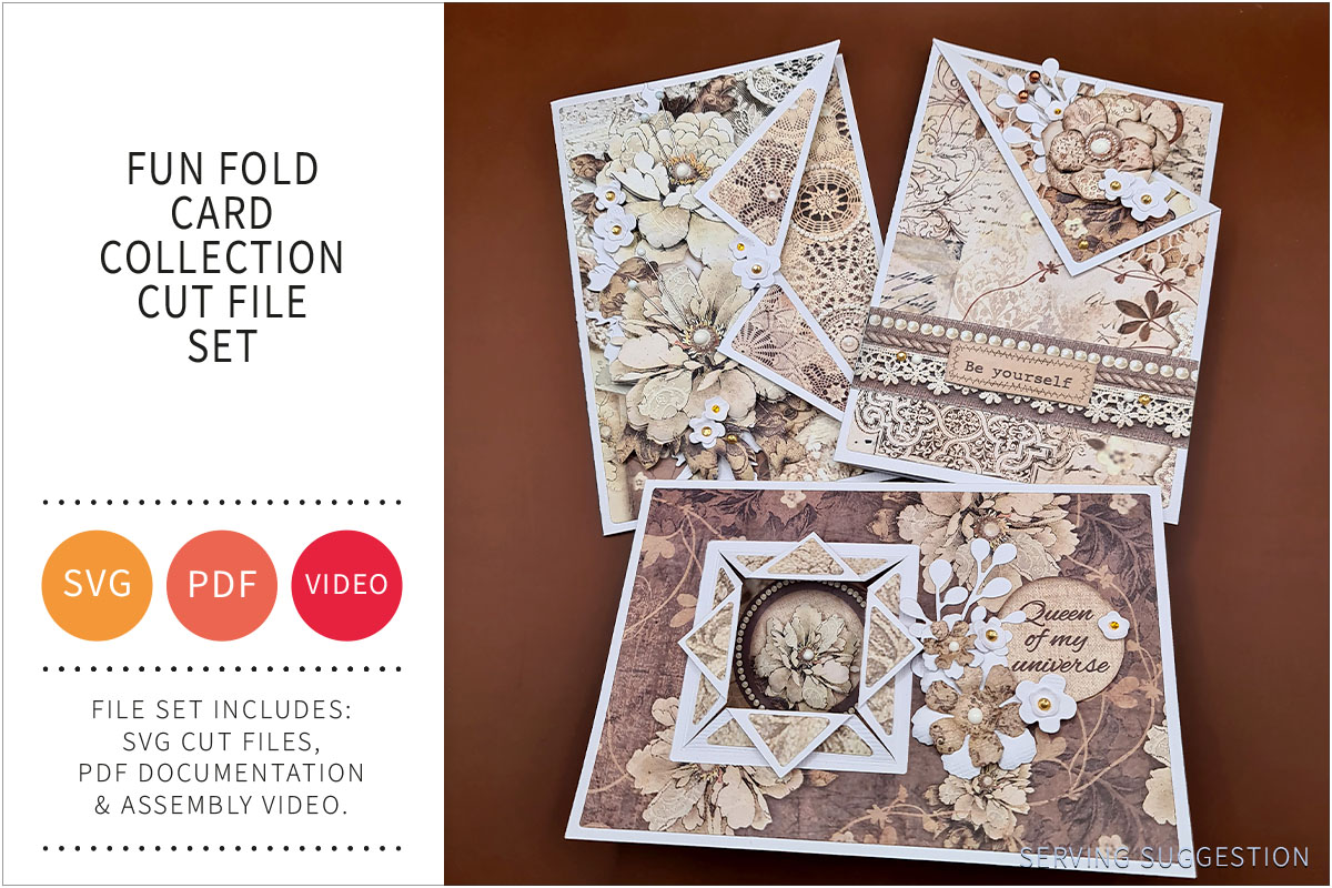 Three Fun Fold Card Base SVG Cut File&nbsp;Sets