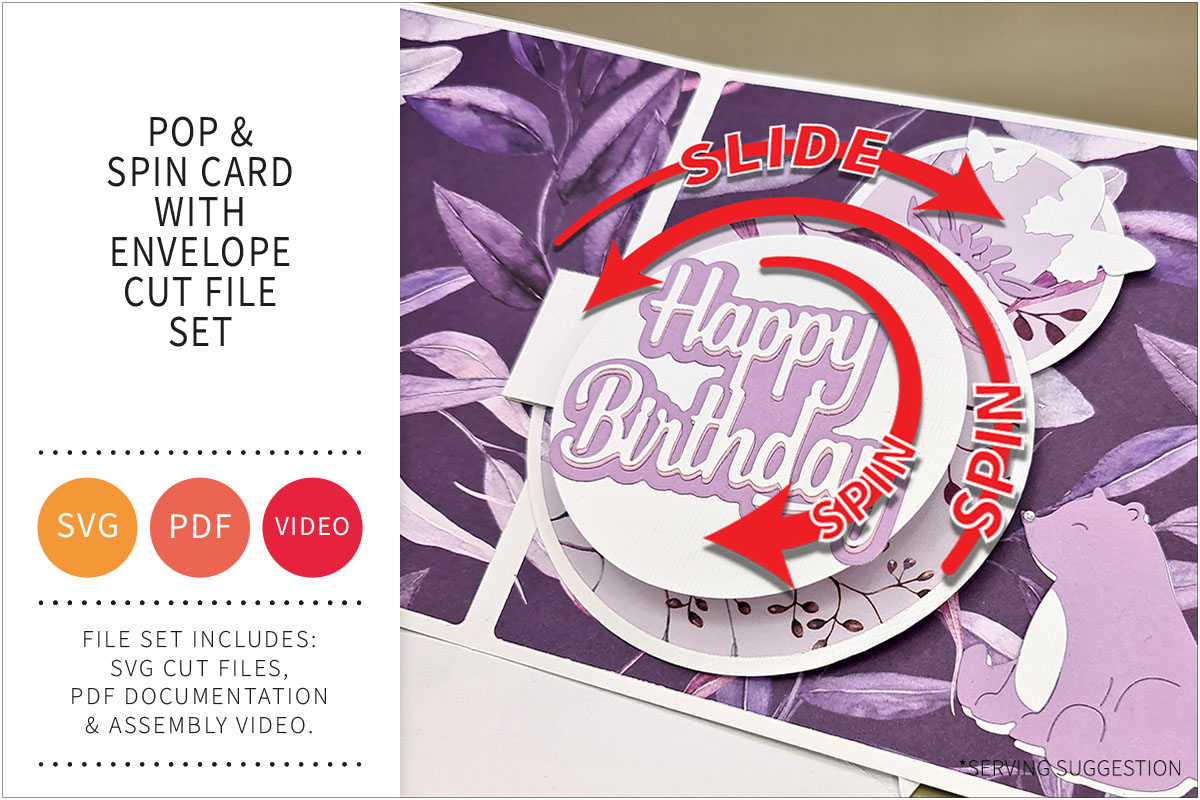 Pop and Spin Card with Envelope SVG Cut File&nbsp;Sets