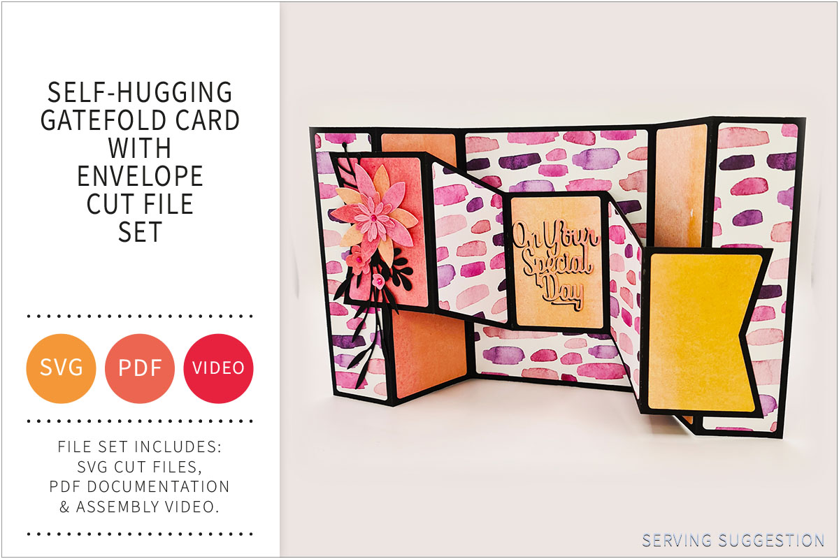 Self-Hugging Gatefold Card with Envelope SVG Cut File&nbsp;Set