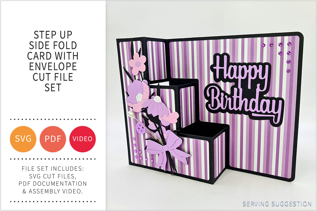 Step Up Side Fold Card with Envelope SVG Cut File&nbsp;Set