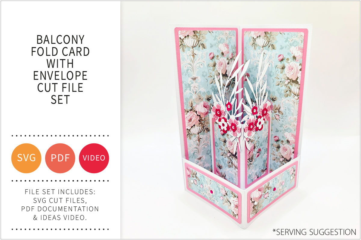 Balcony Fold Card with Envelope SVG Cut File&nbsp;Set