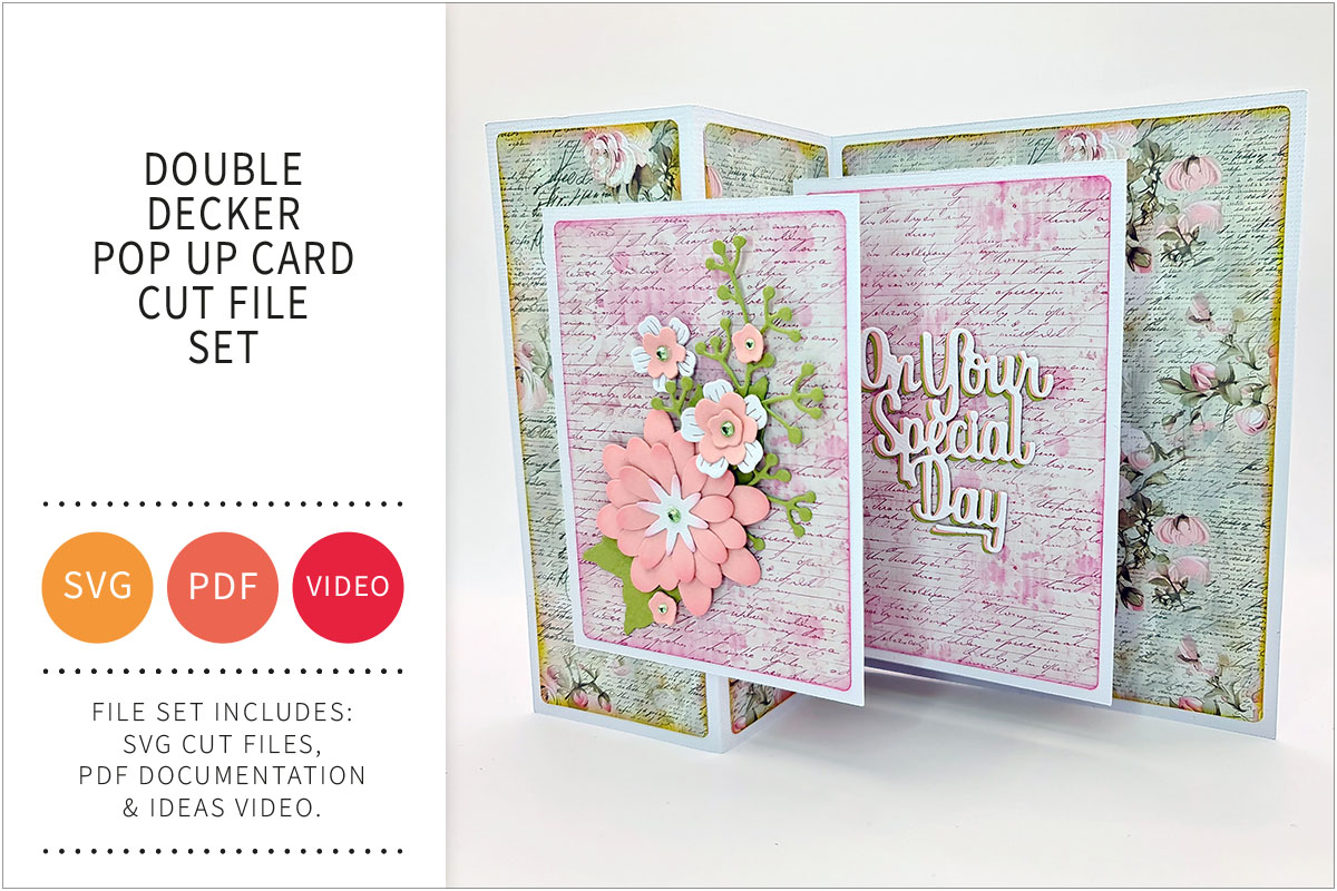 Double Decker Pop Up Card with Envelope SVG Cut File&nbsp;Set